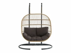 Outlet Sillón colgante de 2 plazas de ratán natural claro y gris - LISSANDRA de Sillón Colgante