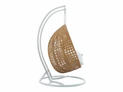 Discount MYLIA Sillón colgante de 2 plazas ratán natural cojines blancos - TILLO de Color natural claro / Blanco