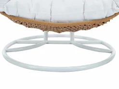 Discount MYLIA Sillón colgante de 2 plazas ratán natural cojines blancos - TILLO de Color natural claro / Blanco
