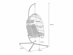 Clearance Sillón colgante de jardín tipo huevo de acero y poliéster Sillón Colgante