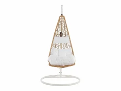 Outlet Sillón colgante de ratán sintético - Natural claro con cojines blancos - LUVA de Sillón Colgante