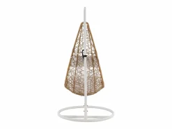 Outlet Sillón colgante de ratán sintético - Natural claro con cojines blancos - LUVA de Sillón Colgante
