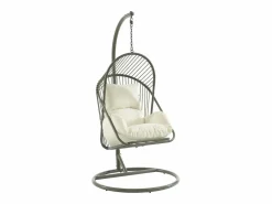 Discount MYLIA Sillón colgante de resina trenzada - con cojines blancos - LUTUS de Verde