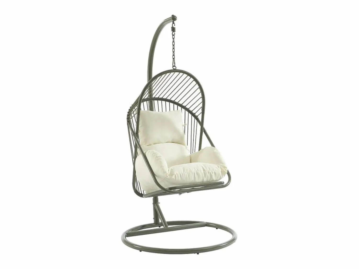 Discount MYLIA Sillón colgante de resina trenzada - con cojines blancos - LUTUS de Verde
