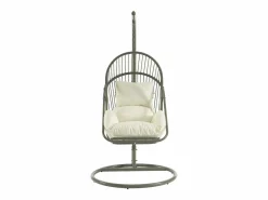 Discount MYLIA Sillón colgante de resina trenzada - con cojines blancos - LUTUS de Verde