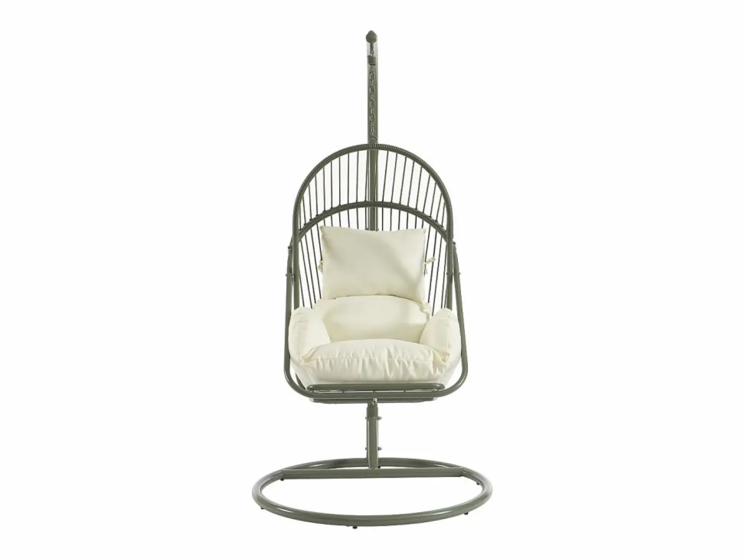 Discount MYLIA Sillón colgante de resina trenzada - con cojines blancos - LUTUS de Verde