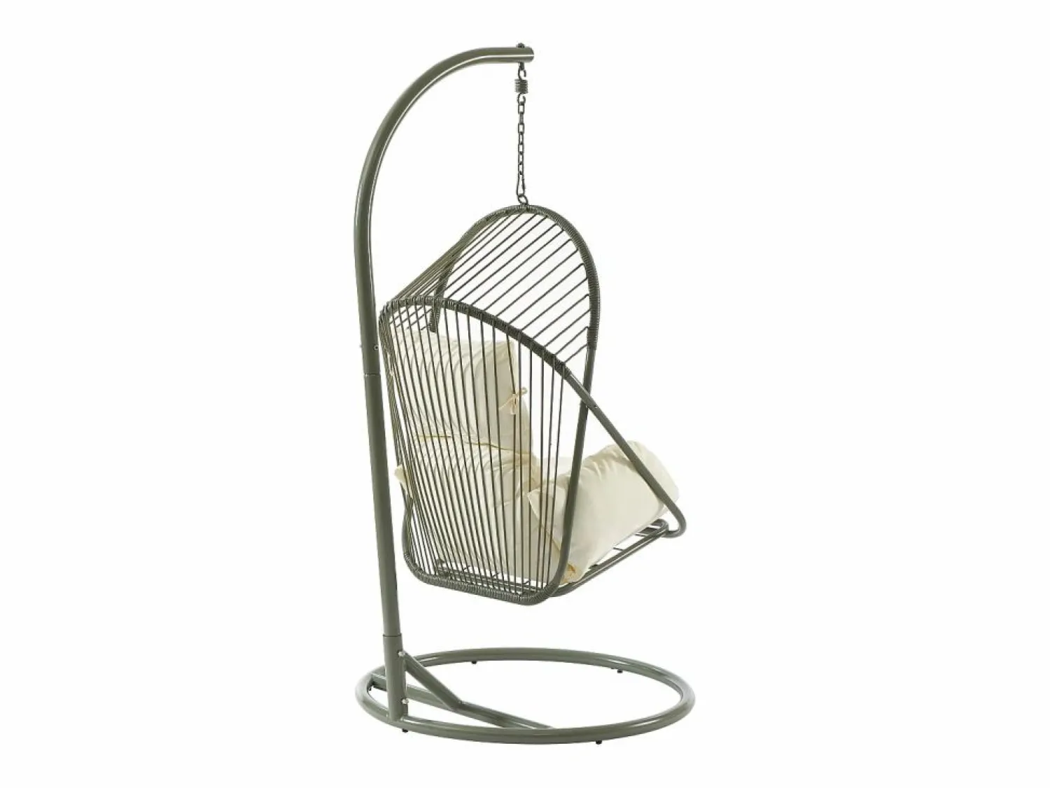 Discount MYLIA Sillón colgante de resina trenzada - con cojines blancos - LUTUS de Verde