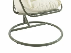 Discount MYLIA Sillón colgante de resina trenzada - con cojines blancos - LUTUS de Verde