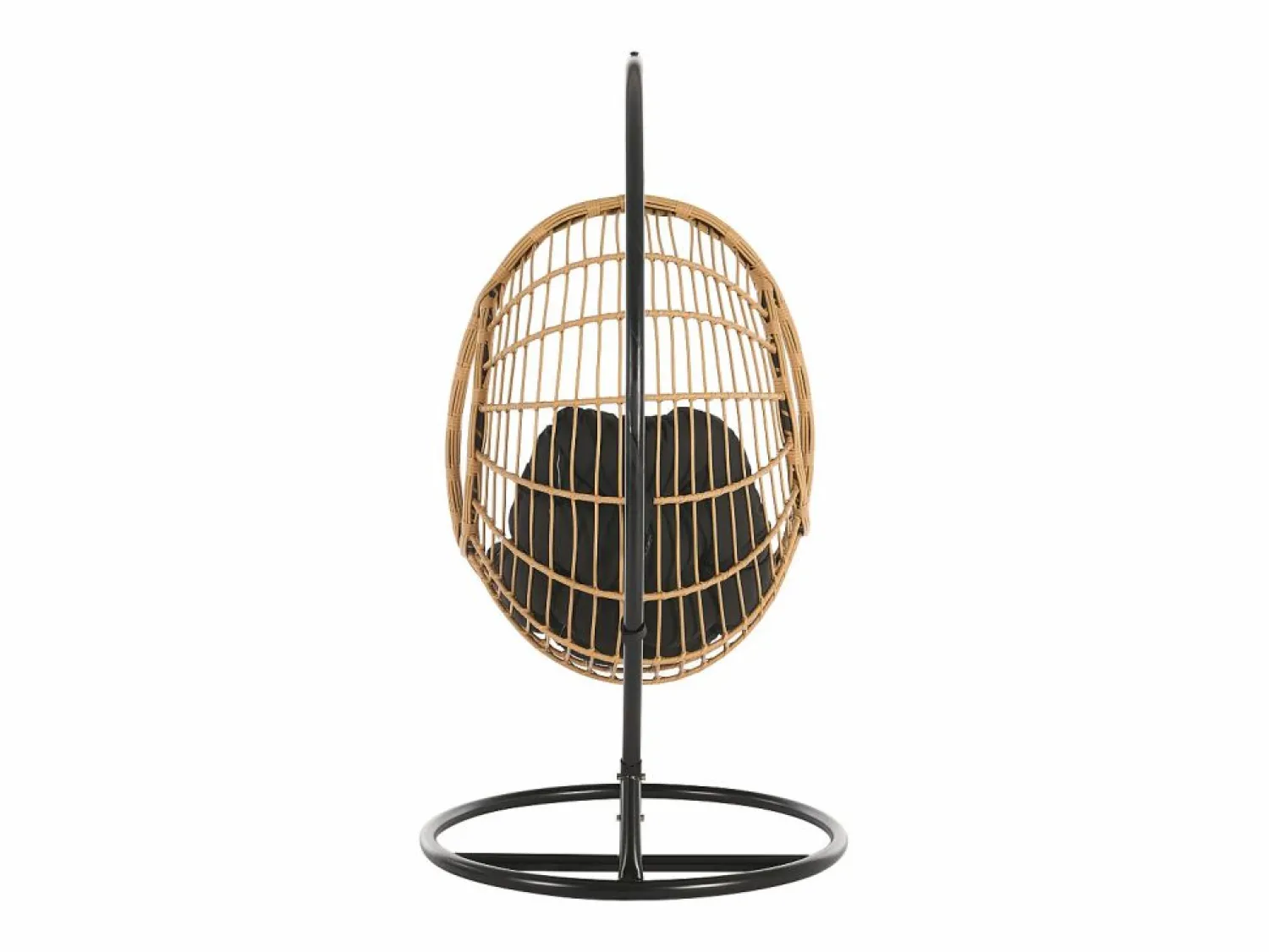 MYLIA Sillón colgante de resina trenzada - Natural claro con cojín negro - ZALO de