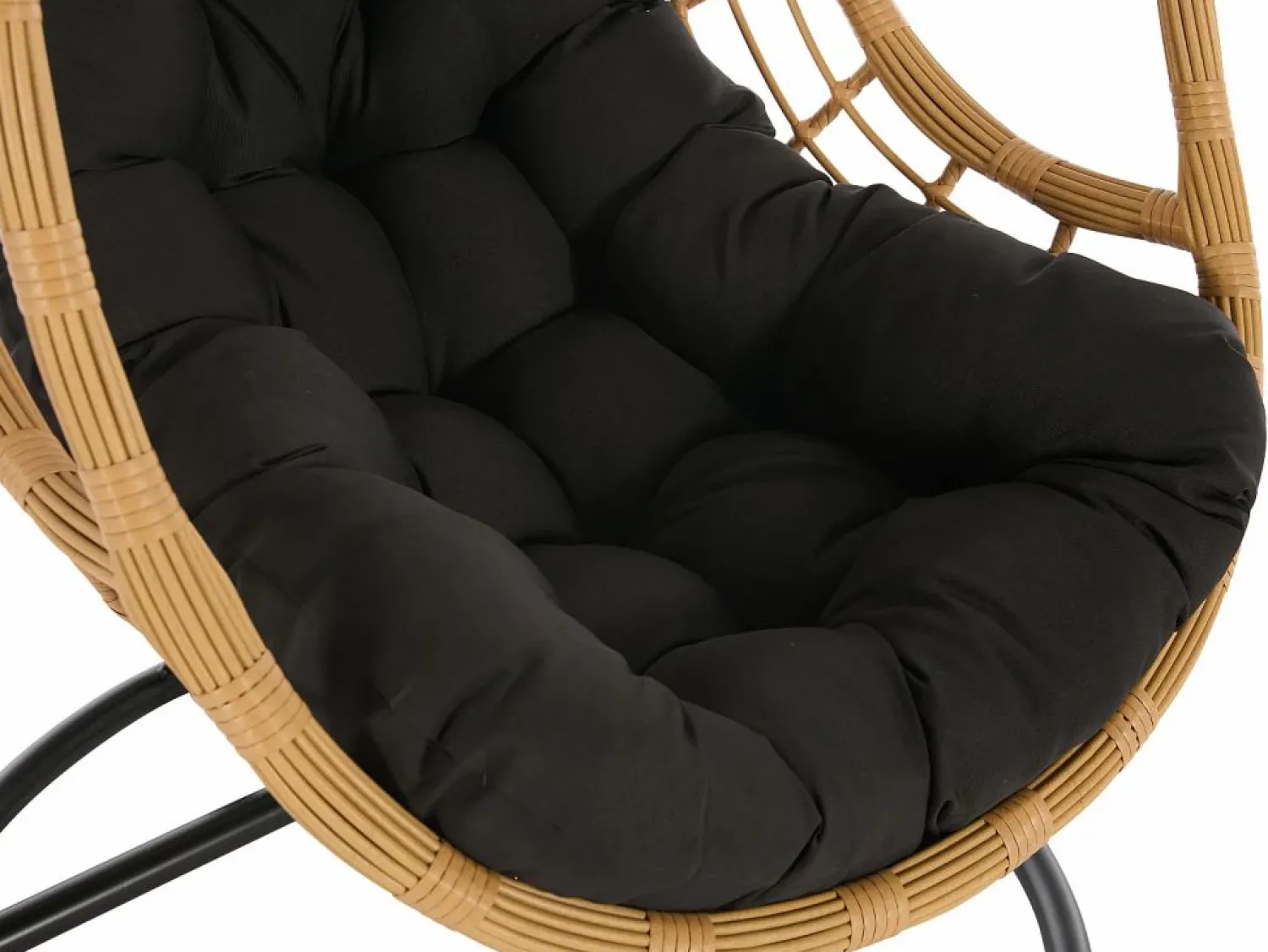 MYLIA Sillón colgante de resina trenzada - Natural claro con cojín negro - ZALO de