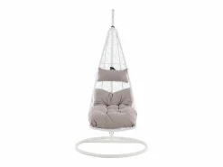 Hot MYLIA Sillón colgante de resina trenzada - con cojines grises - LUVA de Blanco