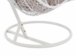 Hot MYLIA Sillón colgante de resina trenzada - con cojines grises - LUVA de Blanco
