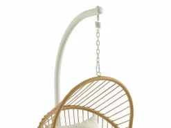 Outlet Sillón colgante de resina trenzada - Natural claro con cojines blancos - LUTUS de Sillón Colgante