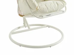 Outlet Sillón colgante de resina trenzada - Natural claro con cojines blancos - LUTUS de Sillón Colgante
