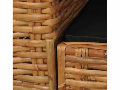 New Clicnbuy Sillón con cojines de ratán natural marrón Marru00f3n
