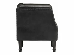 Clicnbuy Sillón con diseño de cubo cuero de cabra auténtico Negro