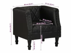Clicnbuy Sillón con diseño de cubo cuero de cabra auténtico Negro