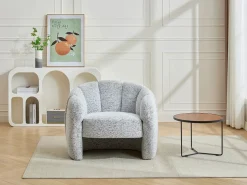 Discount Vente-unique Sillón con forma de concha en chenilla color DELIPO Gris