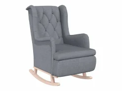 Clearance Sillón con patas mecedoras y taburete de tela claro Sillón Balancín