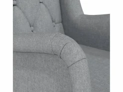 Online vidaxl Sillón con patas mecedoras madera maciza caucho tela claro Gris