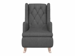 Discount Sillón con patas mecedoras madera de caucho tela oscuro Sillón Balancín