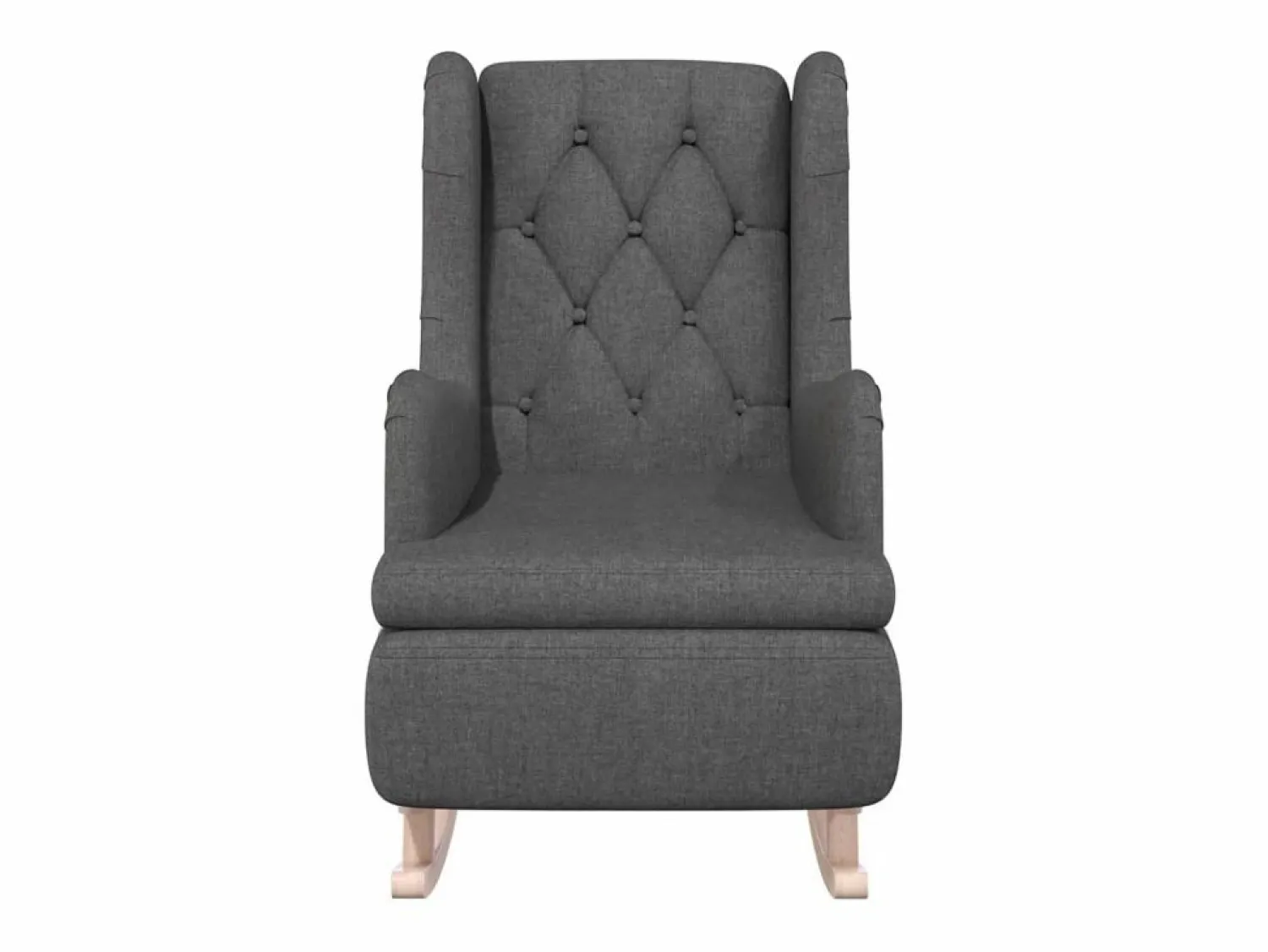 Discount Sillón con patas mecedoras madera de caucho tela oscuro Sillón Balancín