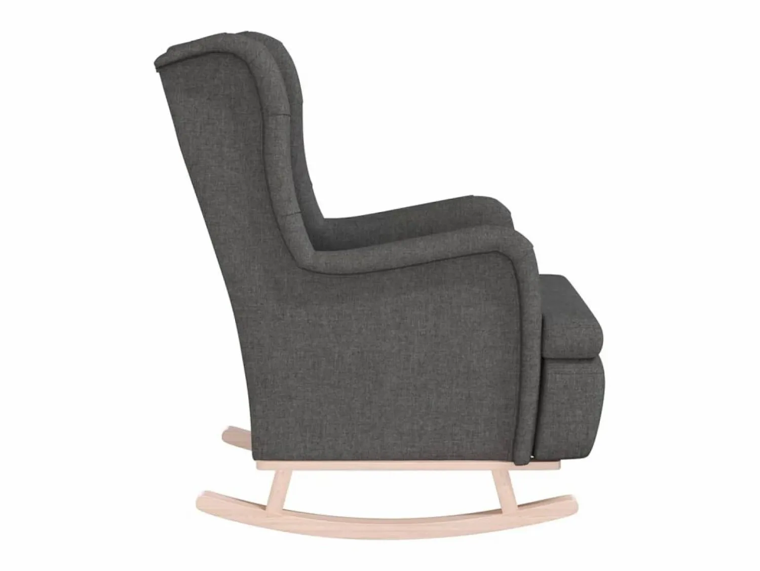 Discount Sillón con patas mecedoras madera de caucho tela oscuro Sillón Balancín