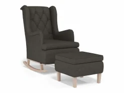Clearance Clicnbuy Sillón con patas mecedoras y taburete de tela oscuro Gris