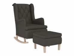 Clearance Clicnbuy Sillón con patas mecedoras y taburete de tela oscuro Gris