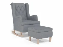 vidaxl Sillón con patas mecedoras y taburete de tela claro