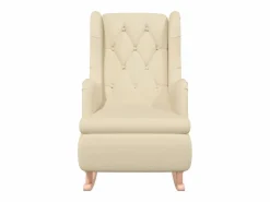 Clicnbuy Sillón con patas mecedoras madera maciza caucho y tela
