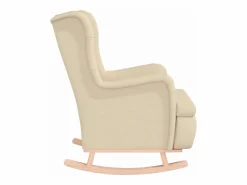 Clicnbuy Sillón con patas mecedoras madera maciza caucho y tela