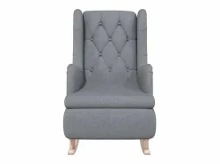 Best Clicnbuy Sillón con patas mecedoras madera maciza caucho tela claro Gris