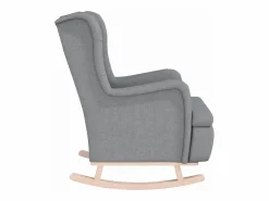 Best Clicnbuy Sillón con patas mecedoras madera maciza caucho tela claro Gris
