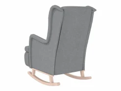 Best Clicnbuy Sillón con patas mecedoras madera maciza caucho tela claro Gris