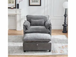Hauss Spole Sillón con reposapiés con almacenamiento y cojín - Tela de chenilla -