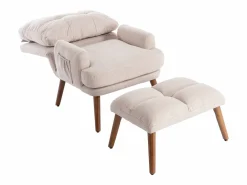 Sale KOMHTOM Sillón con reposapiés, respaldo ajustable en cinco posiciones, función reclinable, Beige
