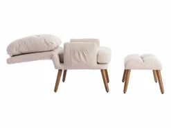 Sale KOMHTOM Sillón con reposapiés, respaldo ajustable en cinco posiciones, función reclinable, Beige
