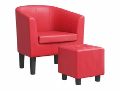 Online Clicnbuy Sillón con taburete cuero sintético Rojo