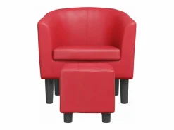 Online Clicnbuy Sillón con taburete cuero sintético Rojo