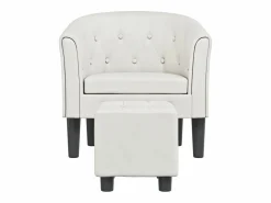 Outlet Clicnbuy Sillón con taburete cuero sintético Blanco