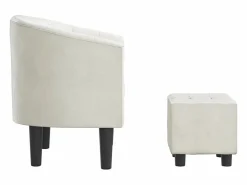 Outlet Clicnbuy Sillón con taburete cuero sintético Blanco