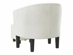 Outlet Clicnbuy Sillón con taburete cuero sintético Blanco