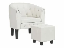vidaxl Sillón con taburete cuero sintético