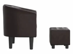 Online vidaxl Sillón con taburete cuero sintético marrón Marru00f3n