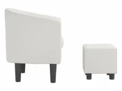 Discount vidaxl Sillón con taburete cuero sintético Blanco