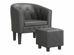Outlet Clicnbuy Sillón con taburete cuero sintético Gris