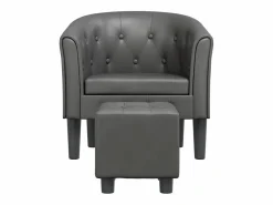 Outlet Clicnbuy Sillón con taburete cuero sintético Gris