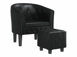 Best Sillón con taburete cuero sintético Sillón Estilo Cabriolet