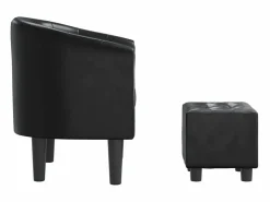 Best Sillón con taburete cuero sintético Sillón Estilo Cabriolet